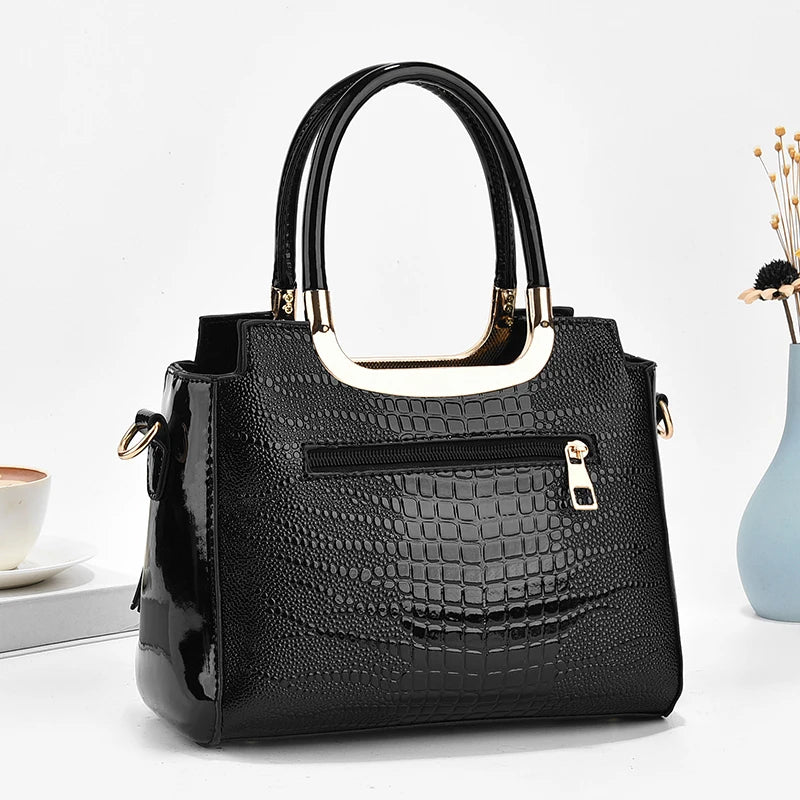 Chic Crocodile Pattern Faux Leather Crossbody Bag With Adjustable Strap - Elegant Women's Shoulder Purse For Daily Use