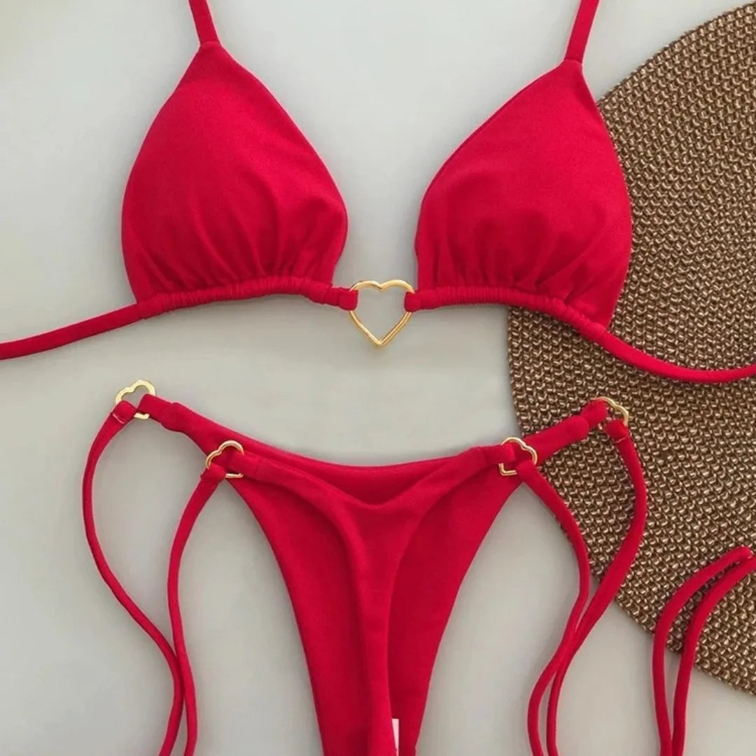 Novo Maiô Branco Sólido para Mulheres, Conjunto de Dois Peças com Cintura Baixa e Laço, Moda de Praia