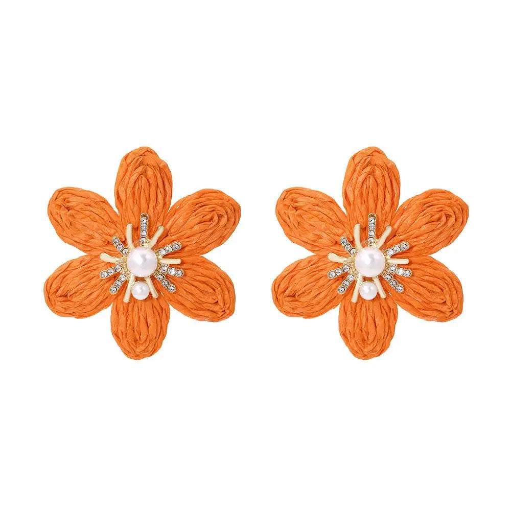 Brinco Feminino Doce Romântico de Primavera, Brincos de Metal em Liga com Flor, Brincos de Stud de Resina Colorida
