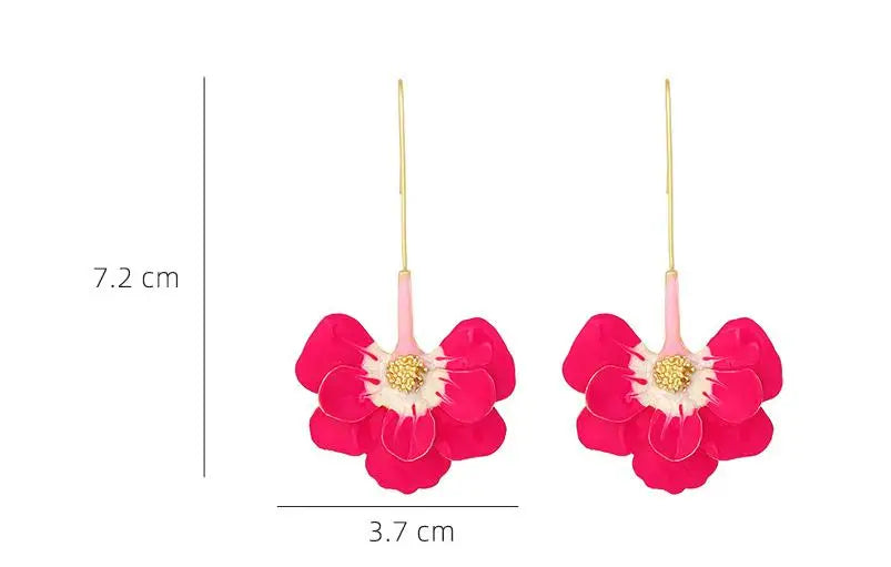 Brinco Feminino Doce Romântico de Primavera, Brincos de Metal em Liga com Flor, Brincos de Stud de Resina Colorida