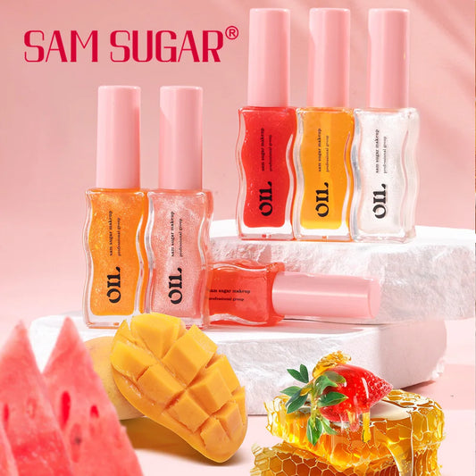 Óleo Labial Essência de Mel Frutal Jelly Labial Sexy e Volume com Cor de Morango Líquido Labial à Prova d'Água Hidratante Brilho Labial Maquiagem