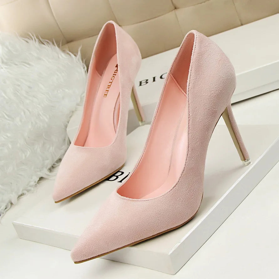 Mulheres Sapatos de Salto Alto 9cm Amarelo Bordô, Bombas Tamanho Plus, Stripper de Camurça, Escarpins para Casamento e Noivas, Scarpins Verde Azul para Festas