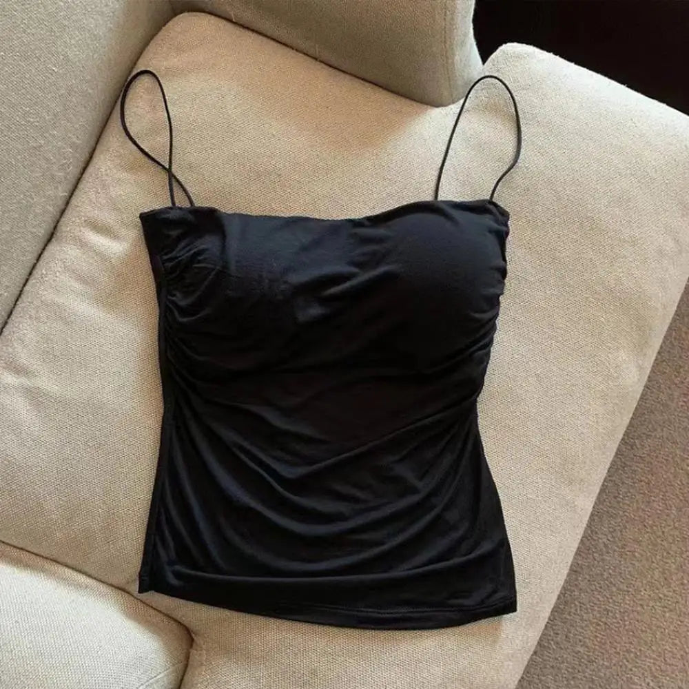 Top Crop de Algodão Sem Mangas para Mulheres - Camisole de Alças Finas, Melhor Base para Meninas