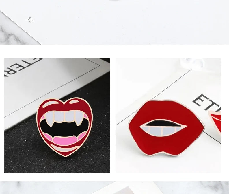 Meninas Sexy Lábios Vermelhos e Alfinetes de Esmalte de Batom, Charme Feminino, Broches de Metal, Pin de Lapela para Casaco, Chapéu, Bolsa, Pins Distintivos, Acessórios de Joias, Presente