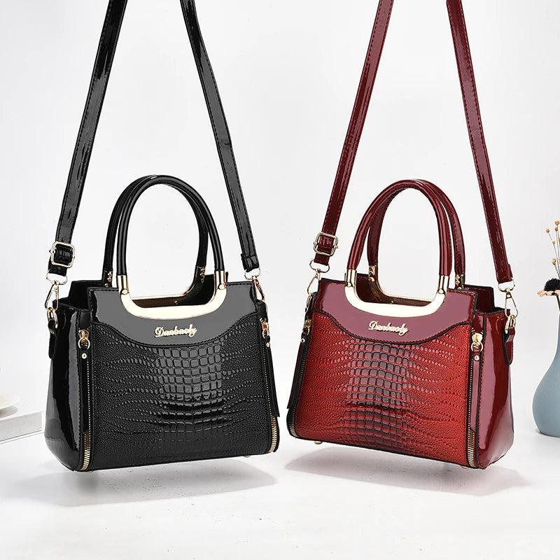 Chic Crocodile Pattern Faux Leather Crossbody Bag With Adjustable Strap - Elegant Women's Shoulder Purse For Daily Use