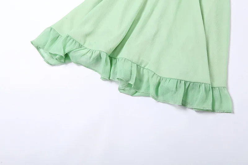Vestidos Elegantes Para Mulher em Cor Sólida, Vestido Cortado Slim com Alças, Vestido Sexy Costas Nua com Babados para Feminino