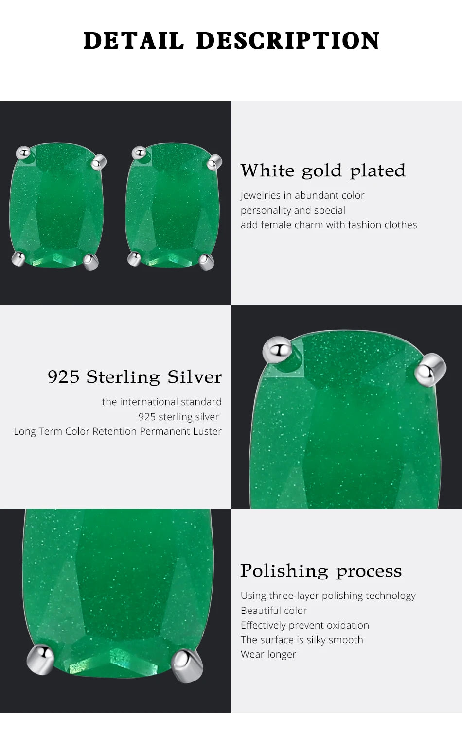PAG&MAG Brinco de Pedra Verde em Prata Esterlina 925 Redondo para Mulheres, Elegante para Casamento e Noivas, Joias Finas
