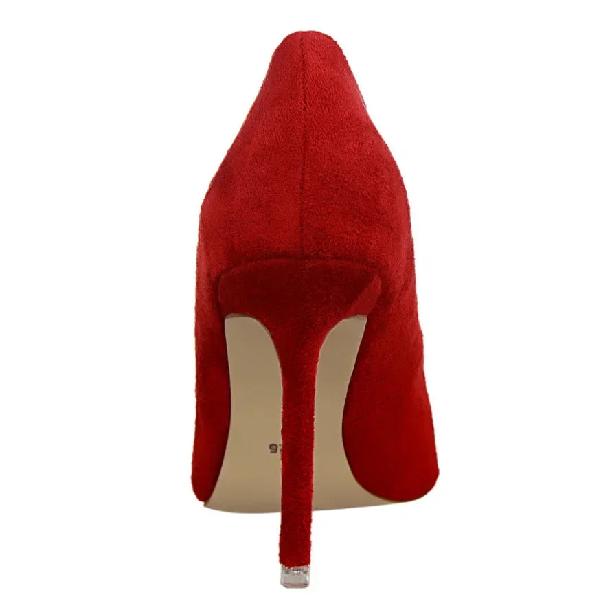 Sapatos de Salto Alto Femininos Elegantes em Lã Laranja Roxo para Festa de Banquete à Noite, Scarpin Clássico em Burgundy, 9cm de Salto Alto, Tamanho Plus