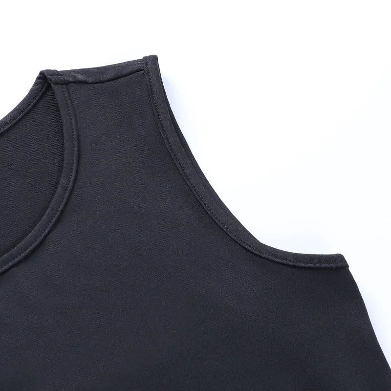 Top Cropped Sem Costas Justo Sólido Sem Mangas 2021 Verão Sexy Skinning Simples com Decote Alto Top Básico