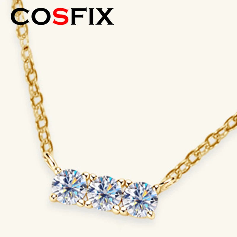 Colar de Mulher D Color com Pendente em Moissanite, Prata s925, Amarelo, Coleção Completa de Moissanite para Mulheres, Colar de Luxo com Pendente em Moissanite para Mulheres