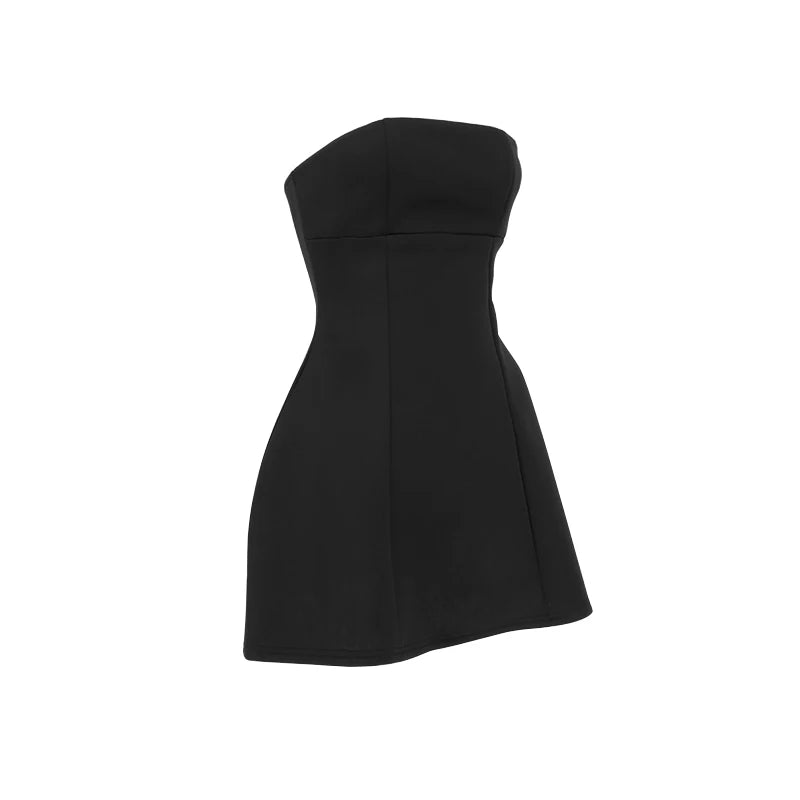Vestido A-Line Sexy para Mulheres, Novo, Sólido, Sem Mangas, Ombros à Mostra, Vestidos Justos, Moda Elegante para Festa e Balada