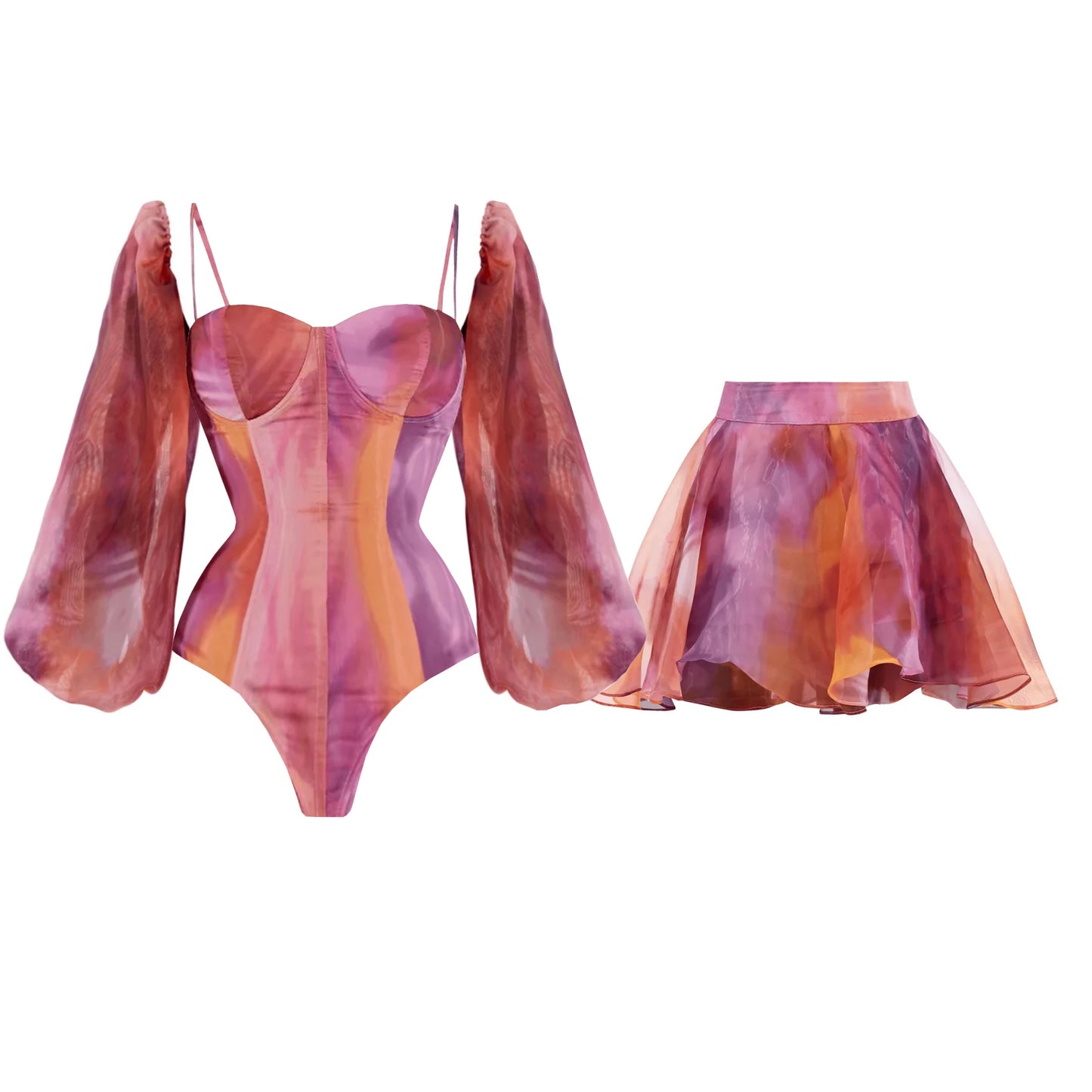 Maiô Com Um Ombro e Capa Sexy Biquíni Feminino, Biquíni Floral com Push Up, Roupa de Banho Feminina, Conjunto de Praia