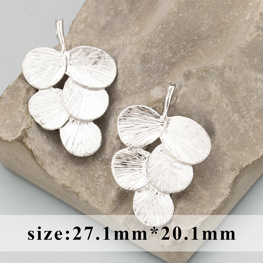 GUFEATHER MD66, acessórios de joalheria, banhado a ródio de ouro 18k, cobre, formato de folha, fabricação de joias, encantos, pingentes DIY, 6pcs/lote