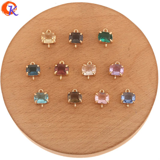 Cordial Design 50Pcs 9*13MM Acessórios de Joias/Feito à Mão/Conectores de Cristal/Forma Quadrada/Fabricação de Joias/Peças para Brincos DIY