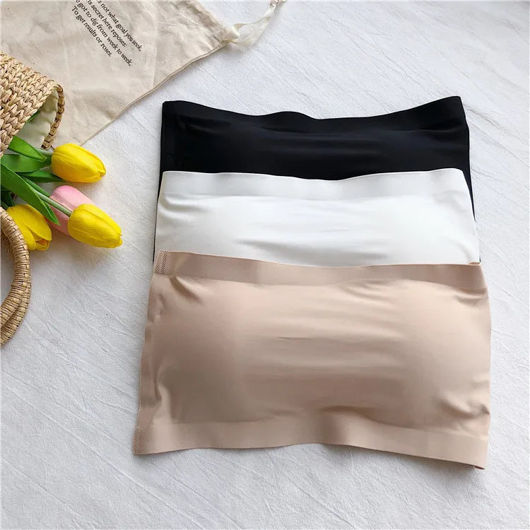 Novo, Top Sem Costura, Sutiã Invisibility Feminino, Roupa Interior Sem Alças, Sutiã Listrado, Sutiã Justo e Respirável