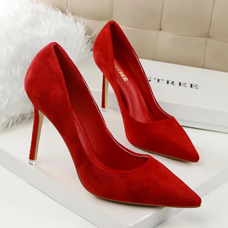 Mulheres Sapatos de Salto Alto 9cm Amarelo Bordô, Bombas Tamanho Plus, Stripper de Camurça, Escarpins para Casamento e Noivas, Scarpins Verde Azul para Festas