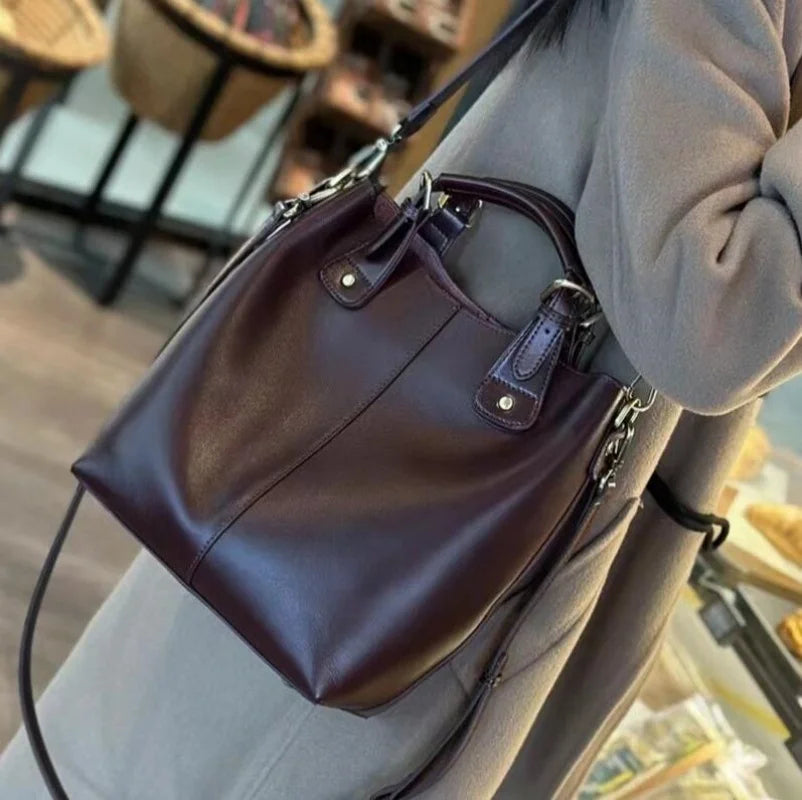 New Arrive Women's Fashion Handbags High Quality Genuine Leather Shoulder Bags Large Bucket Bags Designer Handbags
