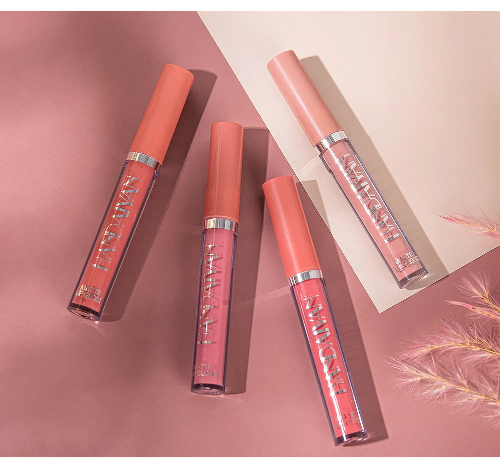 Conjunto HANDAIYAN com 6 Batons Líquidos Não Grudentos, Caixa de Presente de Brilho Labial de Longa Duração – Brilho Labial com Acabamento Fosco, Resistente ao Desgaste