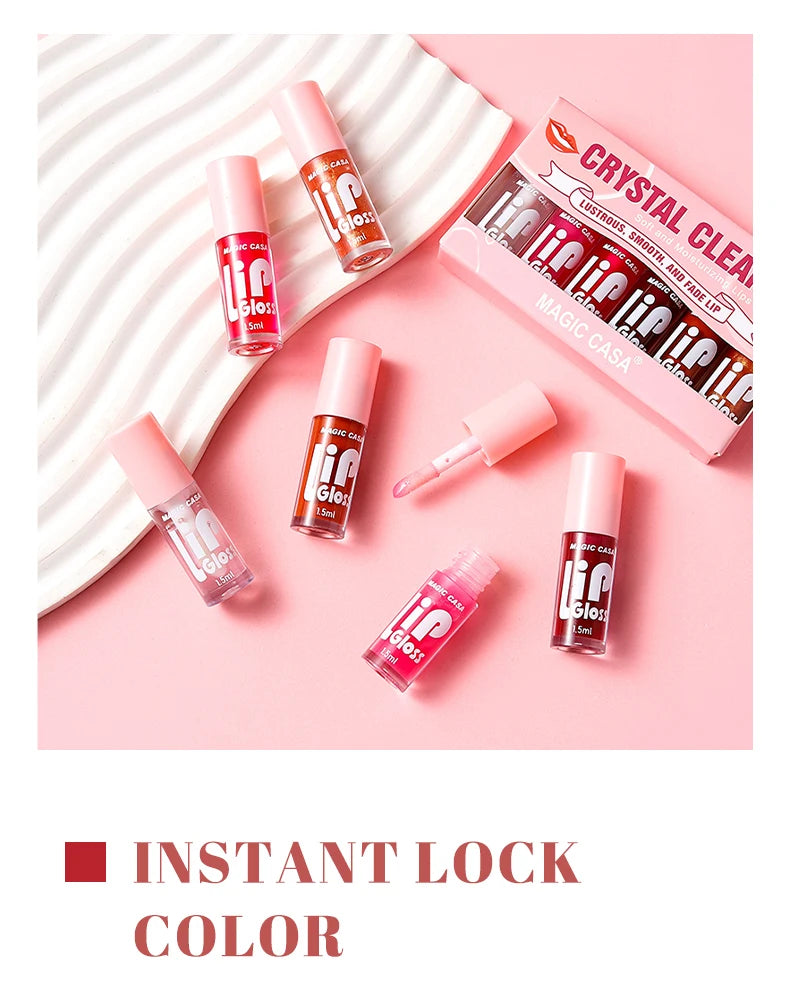 MAGIC CASA 6 peças/conjunto Pequena garrafa Óleo Labial Gel Hidratante de longa duração Hidratante Lábios Líquido Brilhante Suave