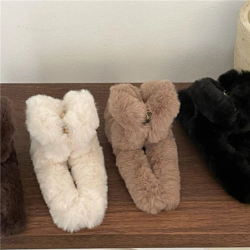 Clips de cabelo de tubarão grande em pelúcia de urso de cartoon com cabelo, claw faux fur, moda coreana para outono e inverno, clipes de caranguejo INS novos e presilhas.