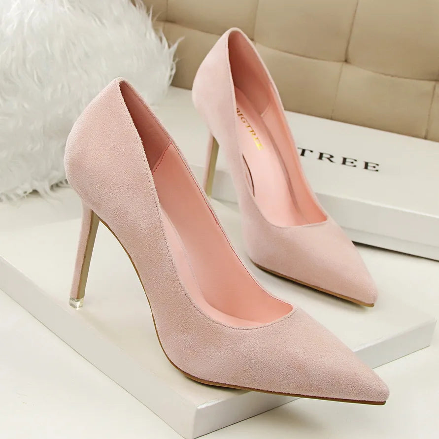 Mulheres Sapatos de Salto Alto 9cm Amarelo Bordô, Bombas Tamanho Plus, Stripper de Camurça, Escarpins para Casamento e Noivas, Scarpins Verde Azul para Festas