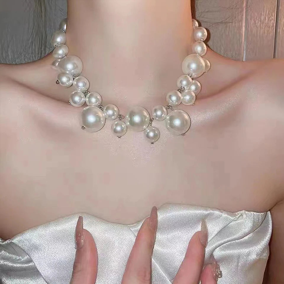 Colares de Pérola Luxuosos Yupsk para Mulheres, Colares Geométricos, Acessórios de Joias para Casamento e Noivas