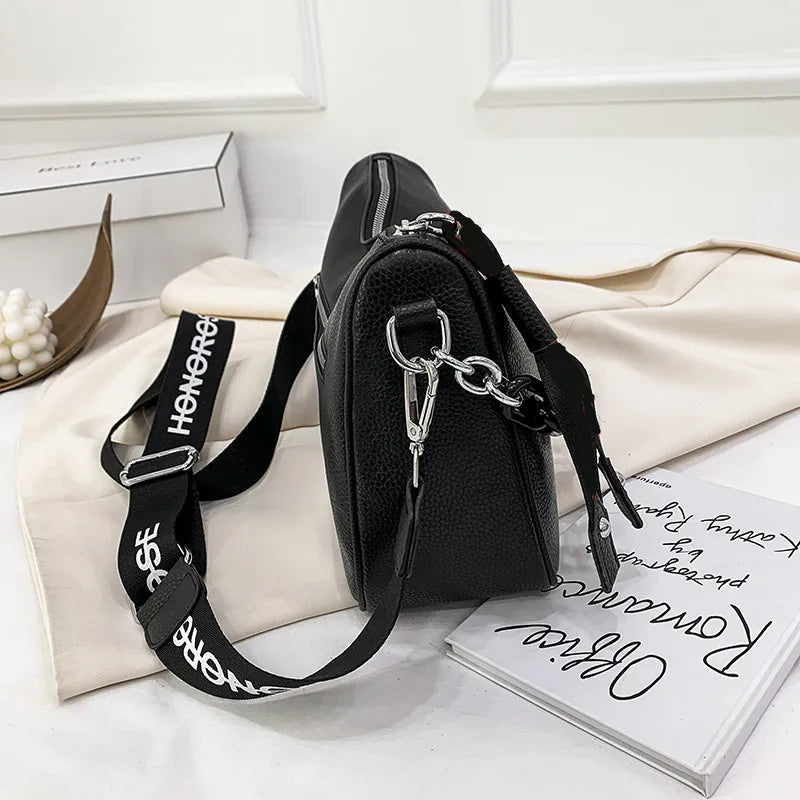Cowhide Letter printing Handbag Designer Genuine Leather Women Shoulder bag Chains Female Tote Luxury Brand Ladies Messenger Bag