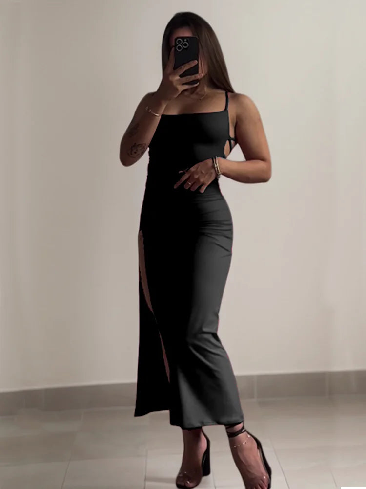 Vestido explosivo novo de verão 2024, com alça halter, bolsa Spice Girl, vestido justo ao corpo