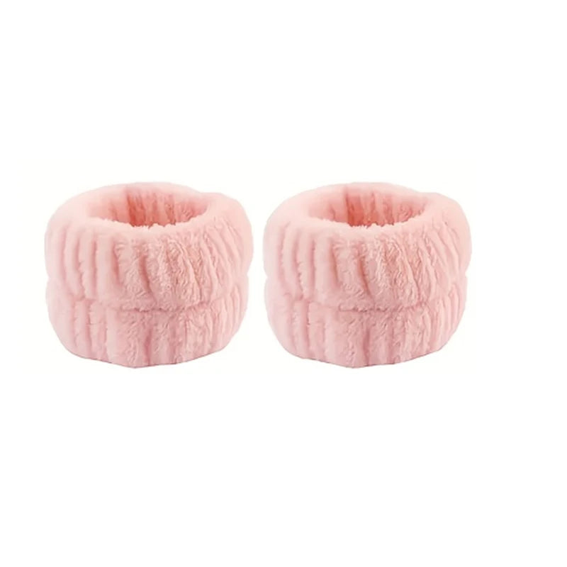 Faixas para Lavar o Rosto para Mulheres e Meninas - Faixas de Pulso Reutilizáveis para Spa, Toalha de Microfibra Macia, Faixas de Cabelo em Rede, Faixas de Suor para Corrida e Esporte