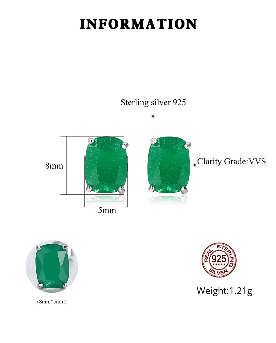 PAG&MAG Brinco de Pedra Verde em Prata Esterlina 925 Redondo para Mulheres, Elegante para Casamento e Noivas, Joias Finas