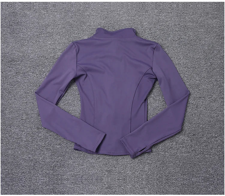 Jaqueta Esportiva Feminina de Manga Longa, Camisa de Treino, Casaco para Academia, Roupas de Yoga, Roupas Esportivas
