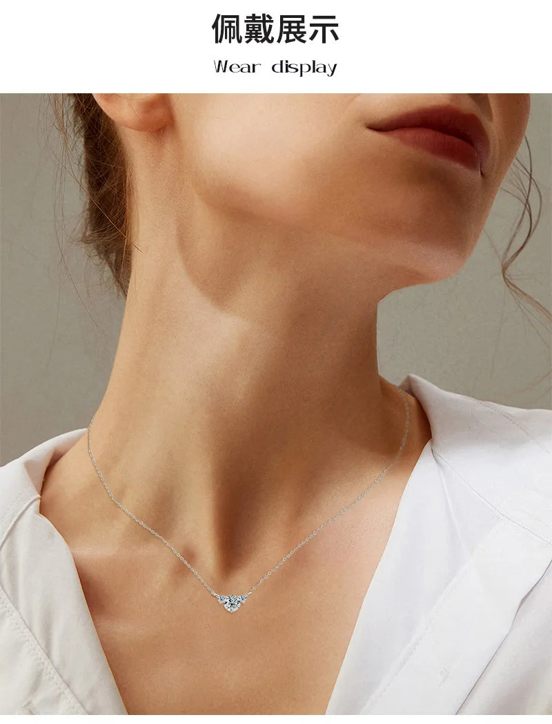 Colar de Mulher D Color com Pendente em Moissanite, Prata s925, Amarelo, Coleção Completa de Moissanite para Mulheres, Colar de Luxo com Pendente em Moissanite para Mulheres