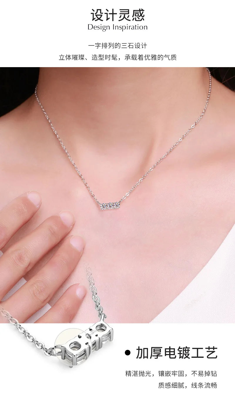 Colar de Mulher D Color com Pendente em Moissanite, Prata s925, Amarelo, Coleção Completa de Moissanite para Mulheres, Colar de Luxo com Pendente em Moissanite para Mulheres
