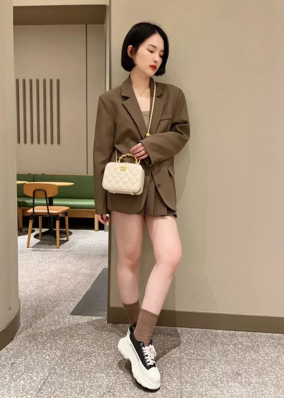 2024 New Styleargyll Genuine Leather Tweed Box Bag Women's High-end Feel Chain Fashionable Versatile Shoulder Crossbody Bag