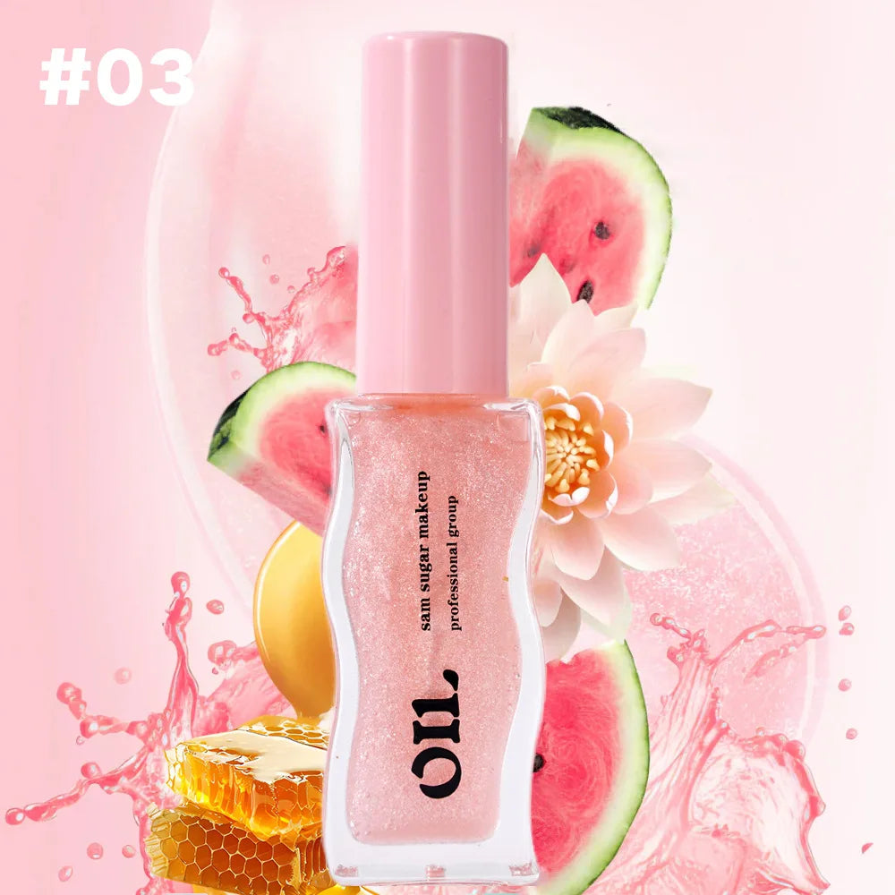Óleo Labial Essência de Mel Frutal Jelly Labial Sexy e Volume com Cor de Morango Líquido Labial à Prova d'Água Hidratante Brilho Labial Maquiagem