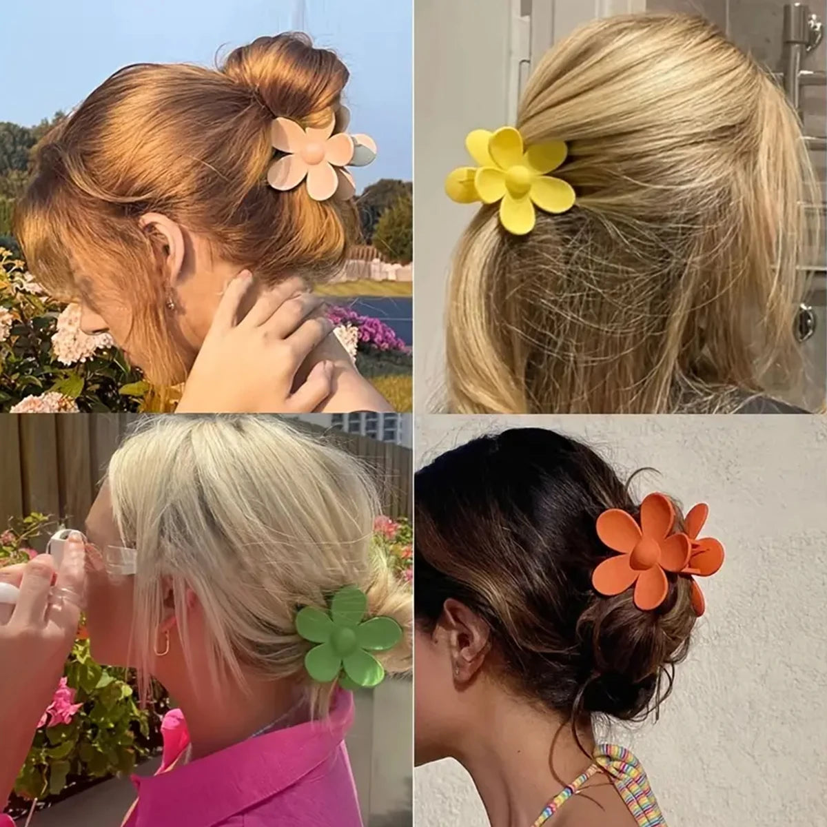 Conjunto de 8 peças de grampo de flor da moda para mulheres e meninas, clipes de cabelo doces, presilhas de cabelo, grampos coreanos, clipes de caranguejo, acessórios para cabelo feminino