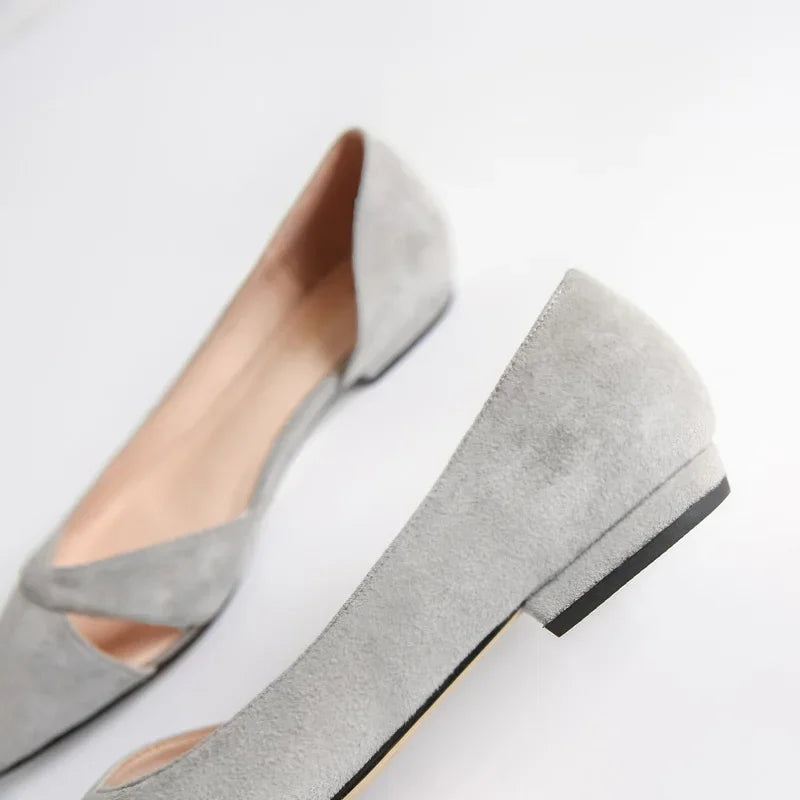Sapatilhas Femininas Rosa Preto Cor Sólida Tamanho Pequeno 33 34 Grande 41 42 43 44 Couro Suede Bico Fino Sapatos de Escritório para Mulheres com Salto Baixo