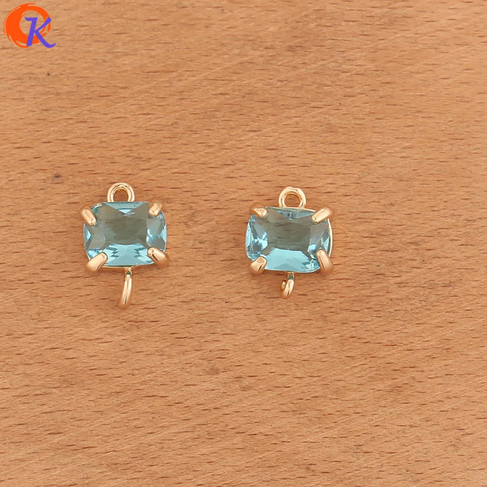Cordial Design 50Pcs 9*13MM Acessórios de Joias/Feito à Mão/Conectores de Cristal/Forma Quadrada/Fabricação de Joias/Peças para Brincos DIY