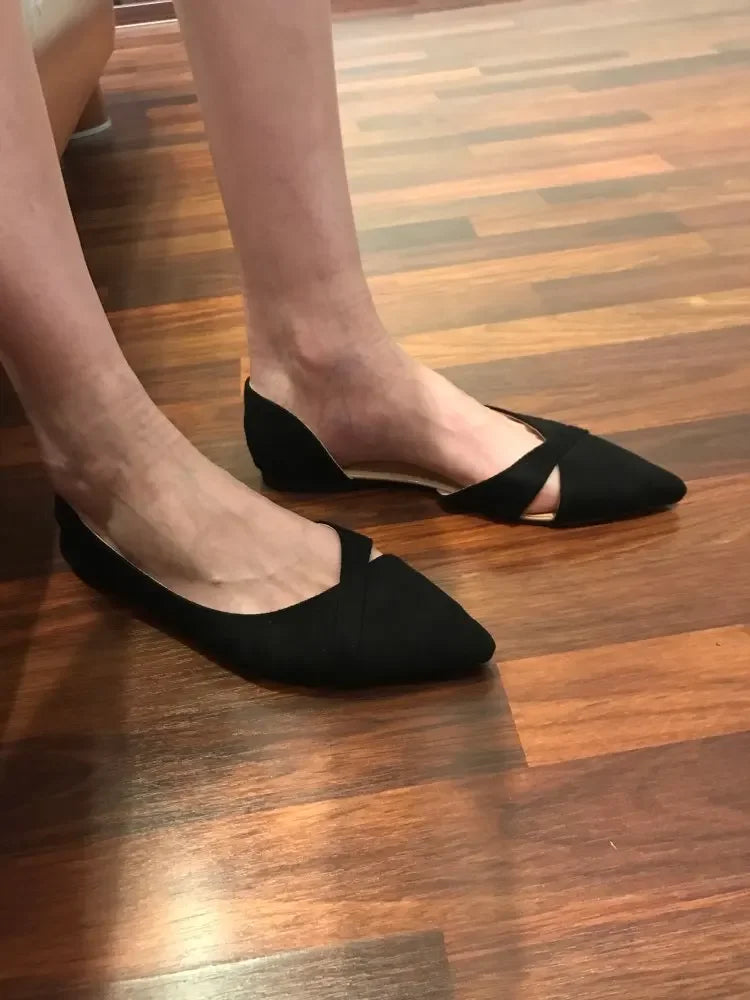 Sapatilhas Femininas Rosa Preto Cor Sólida Tamanho Pequeno 33 34 Grande 41 42 43 44 Couro Suede Bico Fino Sapatos de Escritório para Mulheres com Salto Baixo