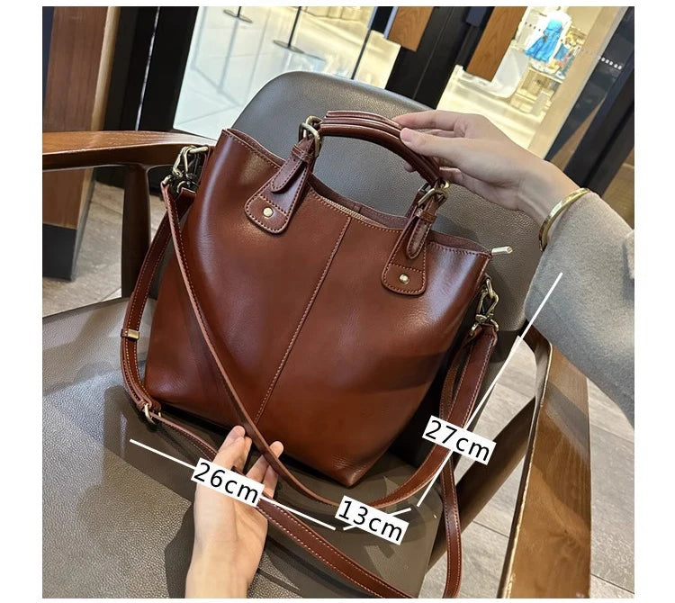 RanHuang New Arrive Women's Fashion Handbags High Quality Genuine Leather Shoulder Bags Large Bucket Bags Designer Handbags