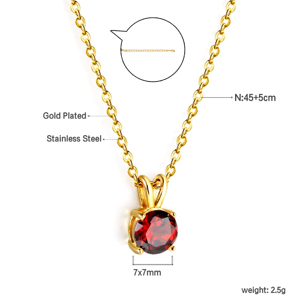 Colar de Pingente Redondo de Zirconia Cúbica de Aço Inoxidável ASONSTEEL para Mulheres, Joias Minimalistas Charmosas, Design Brilhante como Presente