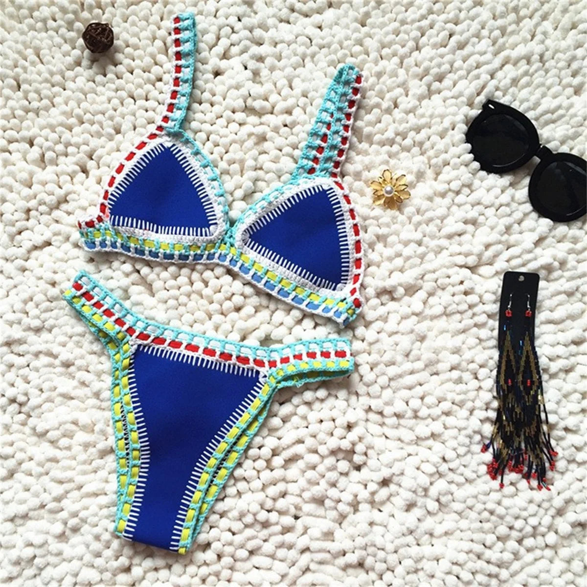 Biquíni de Crochê Rosa 2025 Moda Praia Sexy para Mulheres Conjunto de Biquíni Micro Biquíni com Top Bandeau Roupas de Praia Biquíni Brasileiro