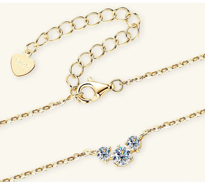 Colar de Mulher D Color com Pendente em Moissanite, Prata s925, Amarelo, Coleção Completa de Moissanite para Mulheres, Colar de Luxo com Pendente em Moissanite para Mulheres