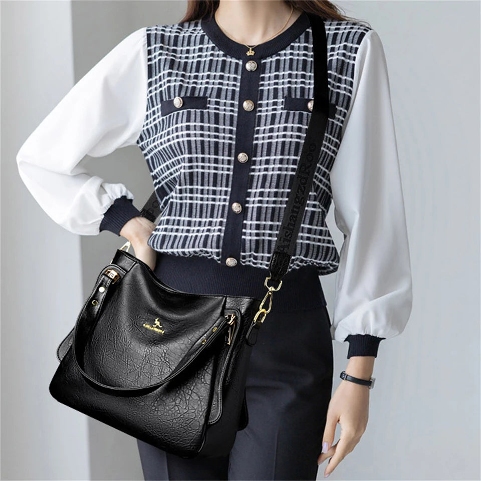 Genuine Brand Soft Leather Top-handle Bags Female Handbags Women Shoulder Crossbody Tote Messanger Bag Large Capacity Sac A Main