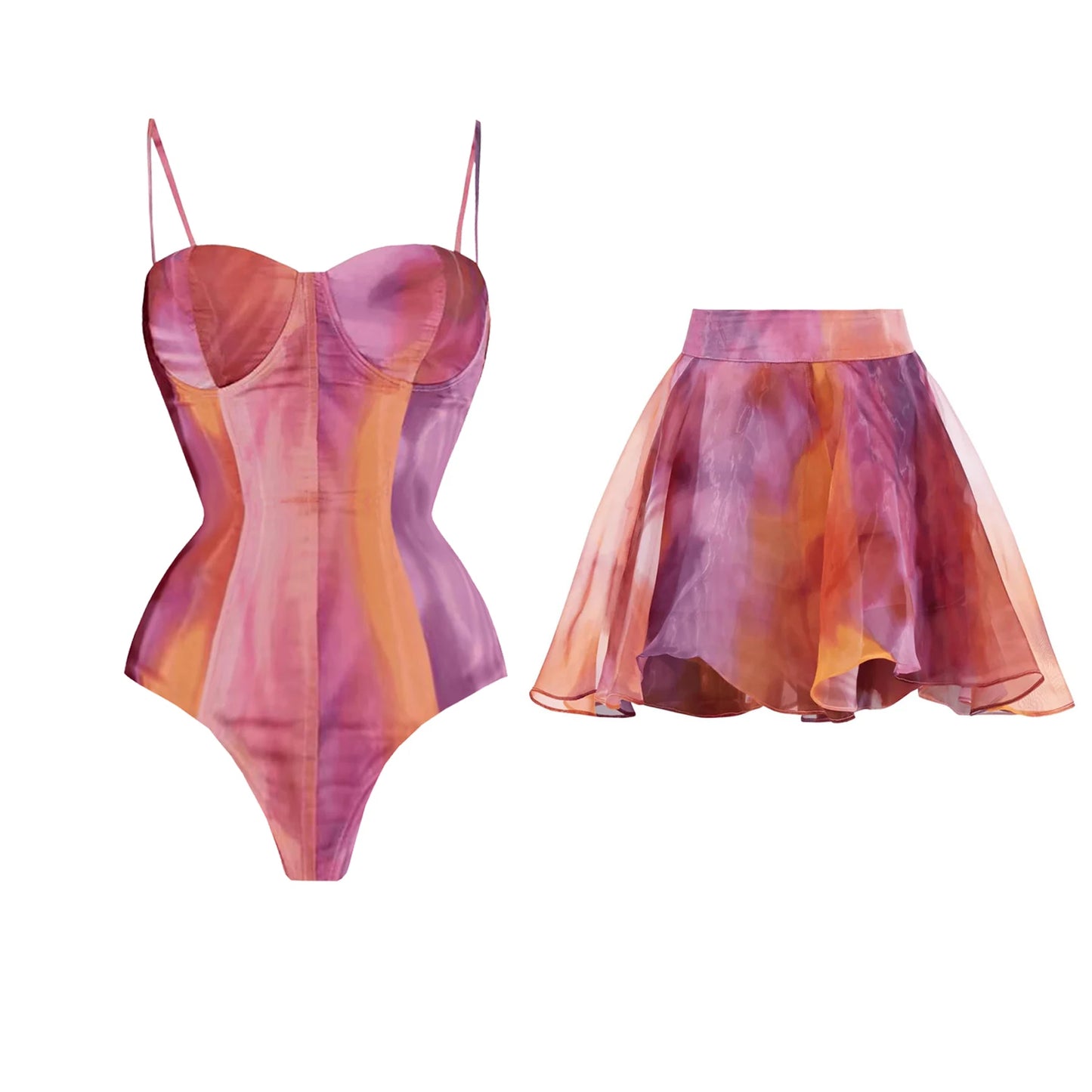 Maiô Com Um Ombro e Capa Sexy Biquíni Feminino, Biquíni Floral com Push Up, Roupa de Banho Feminina, Conjunto de Praia