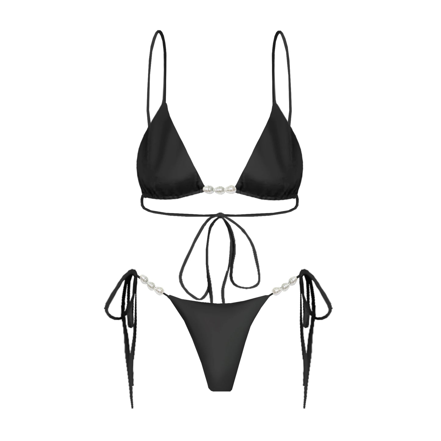Conjunto de Biquíni Sexy com 3 Peças e Capa, Biquíni Branco com Pérolas, Maiô Feminino Halter, Roupa de Banho com Ombros Descidos, Biquíni para Praia