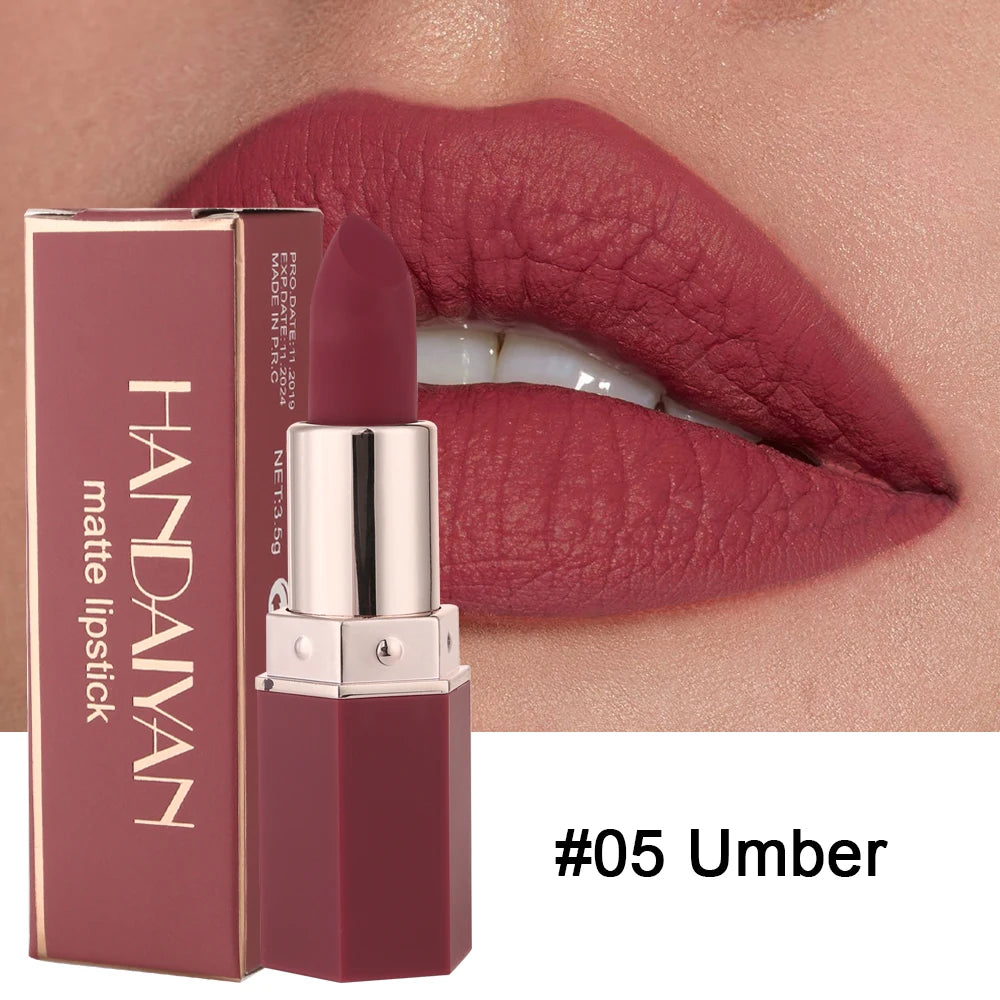 Batom Matte em 6 Cores, Sem Desbotar, Não Gruda no Copo, Acabamento Veludo de Longa Duração, Cor de Lábios Matte Suave e Resistente à Água, à Prova de Borro