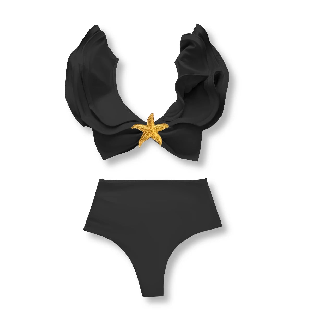 Conjunto de 3 Peças de Biquíni Sexy com Ombros Em Renda Para Mulheres 2025 Traje de Banho Maiô Brilhante Estrela Trajes de Natação Feminino Maiô Praia