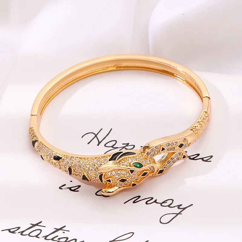 Nova Exquisita Pulseira de Leopardo Feminina Full Diamond Luxo Leve Hip Hop Personalizada