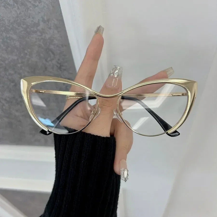 Óculos de sol estilo gato casuais para mulheres e homens, armação em metal, luxuosos, marca de moda.